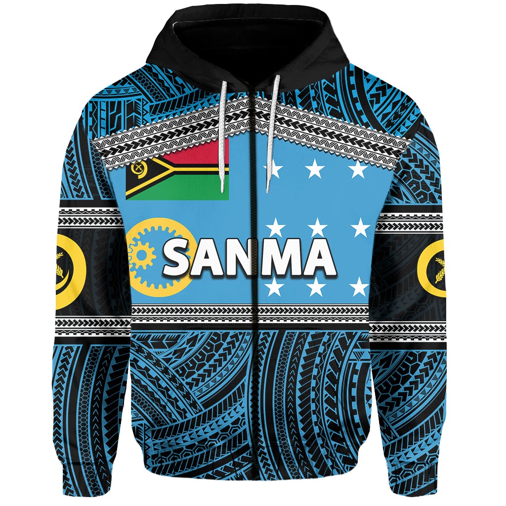 Custom Sanma Province Zip Hoodie Of Vanuatu Polynesian Patterns LT6 - Wonder Print Shop