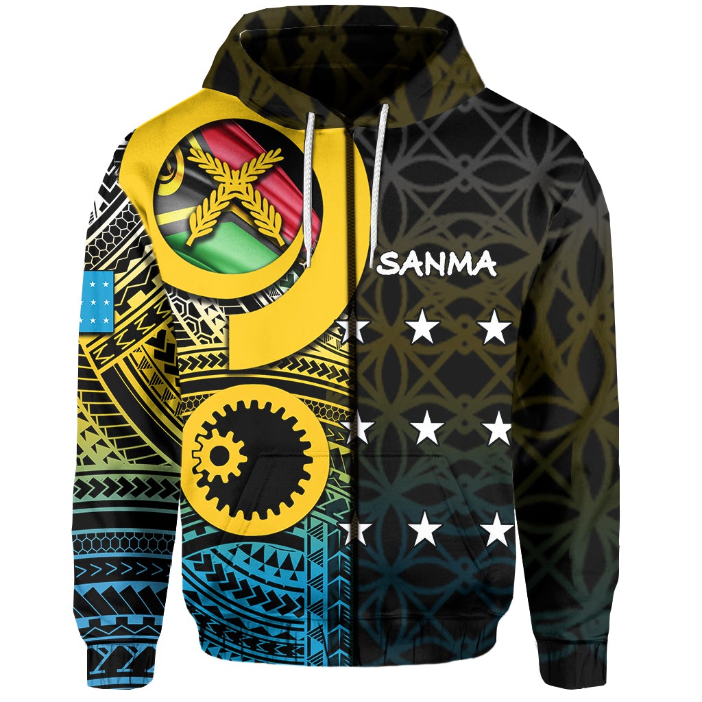 Custom Sanma Province Zip Hoodie Of Vanuatu Pig Tusk LT6 - Wonder Print Shop