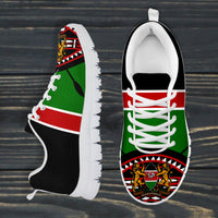Lion & shield print sneakers, black upper with white sole and white laces