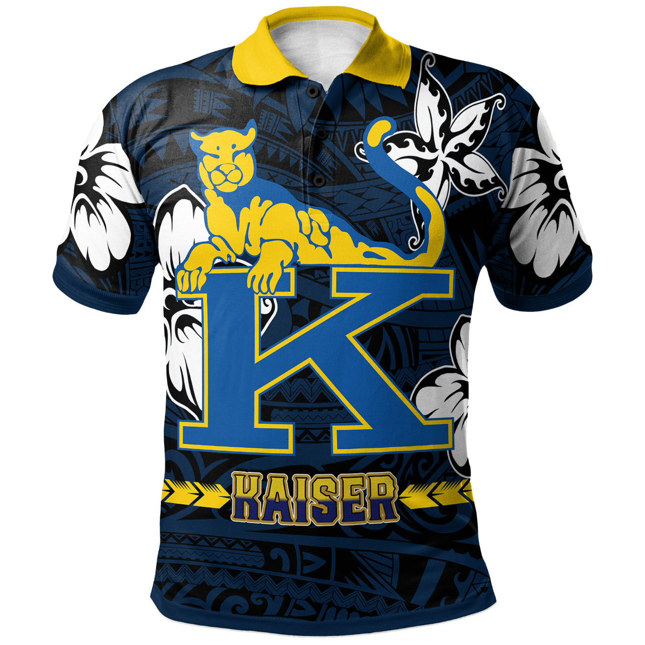 Hawaii Henry J. Kaiser High School Custom Polo Shirt Kaiser High School Polynesian With Floral Elements Pattern LT10 - Wonder Print Shop