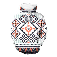 Colorful all-over tribal print pullover hoodie with hood and front pouch pocket
