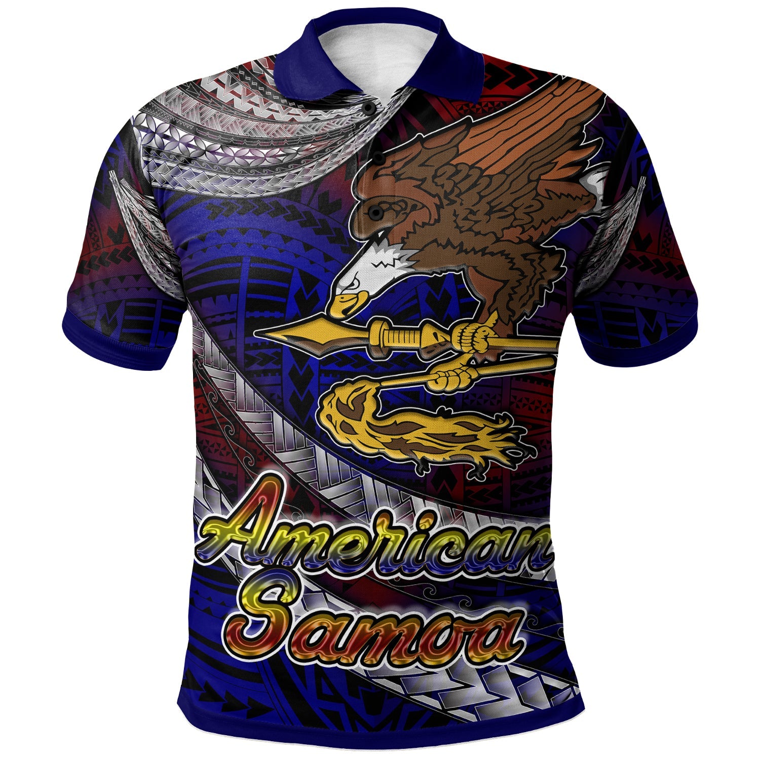 American Samoa Polo Shirt Custom American Samoa Eagle With Polynesian Patterns Polo Shirt LT10 - Wonder Print Shop