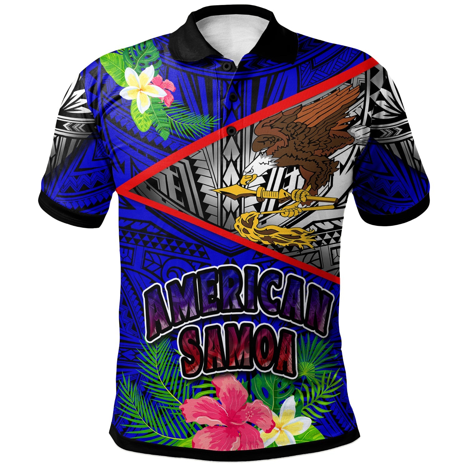 American Samoa Polo Shirt Custom American Samoa Eagle Flag Style With Polynesian Patterns Polo Shirt LT10 - Wonder Print Shop