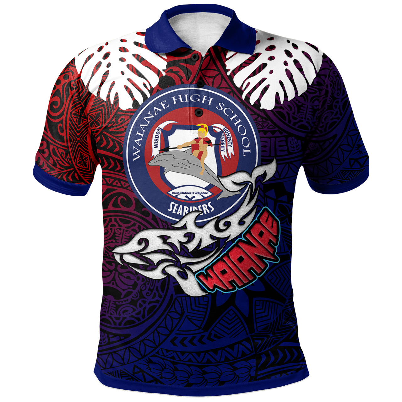 Hawaii Waianae High School Custom Polo Shirt Waianae High School Polynesian Pattern LT10 - Wonder Print Shop