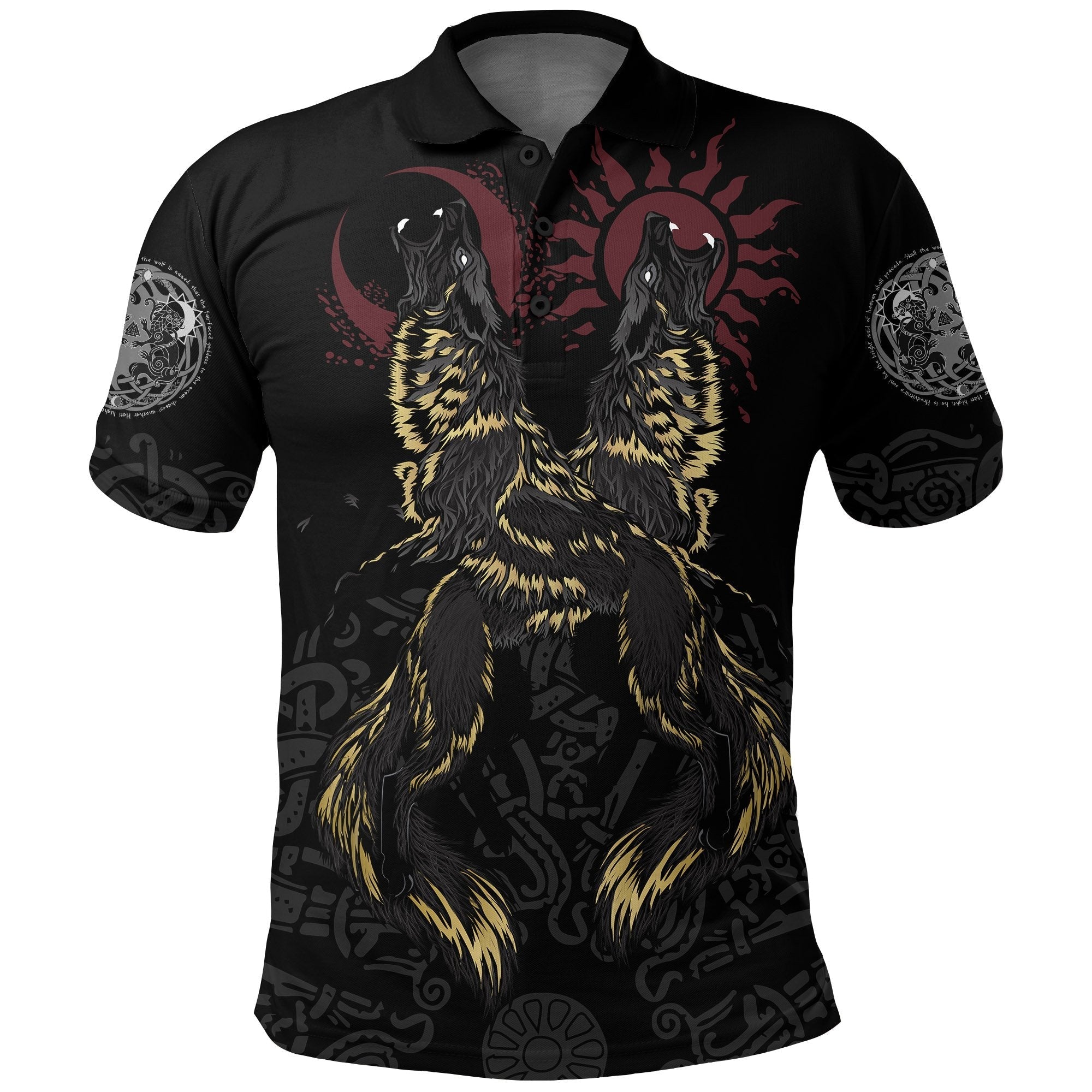 Viking Polo Shirt The Wolves Skoll and Hati RLT12 - Wonder Print Shop