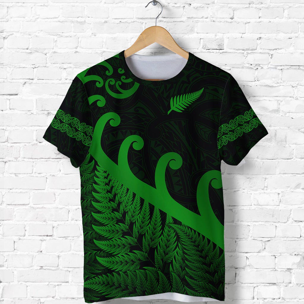 New Zealand Rugby Maori T Shirt Silver Fern Koru Vibes Green LT8 - Wonder Print Shop