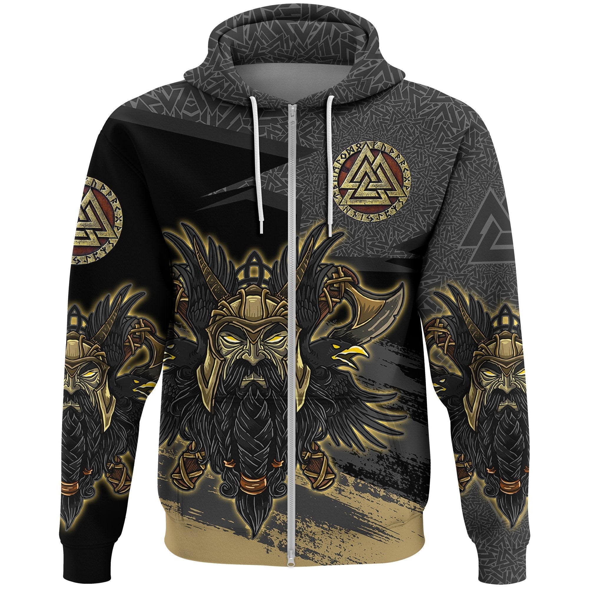 Viking Odin Zip Hoodie Valknut, The Symbol Of Odin RLT12 - Wonder Print Shop