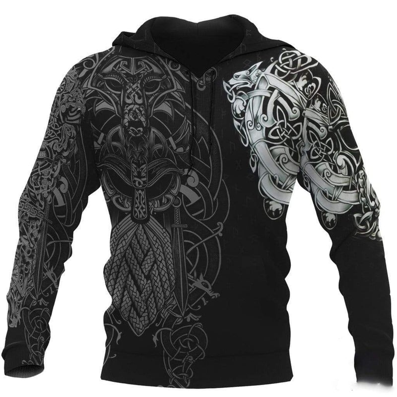 Viking Clothing Odin Fenrir Runes Hoodie RLT12 - Wonder Print Shop