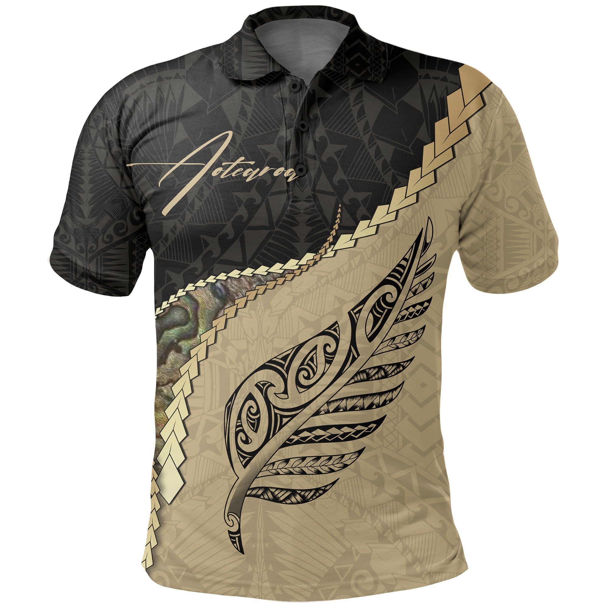 Maori Silver Fern Polo Shirt, Paua Shell Golf Shirts Signatrue - Wonder Print Shop