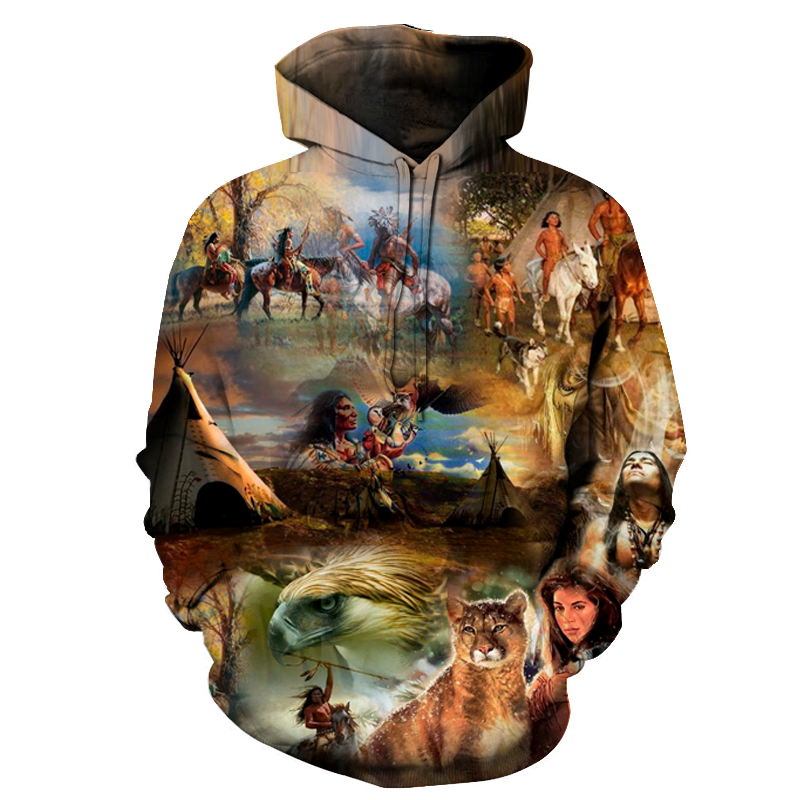 Thunderbird Wolf Horse Native American All Over Hoodie LT10 - Wonder Print Shop