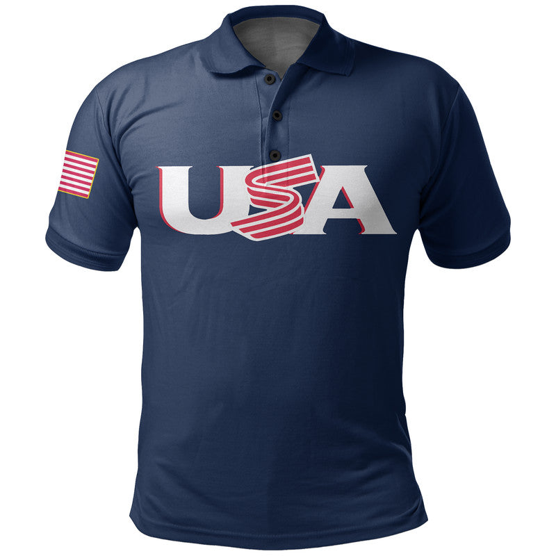 (Custom And Number) Baseball 2023 USA Polo Shirt Blue Style LT6 - Wonder Print Shop