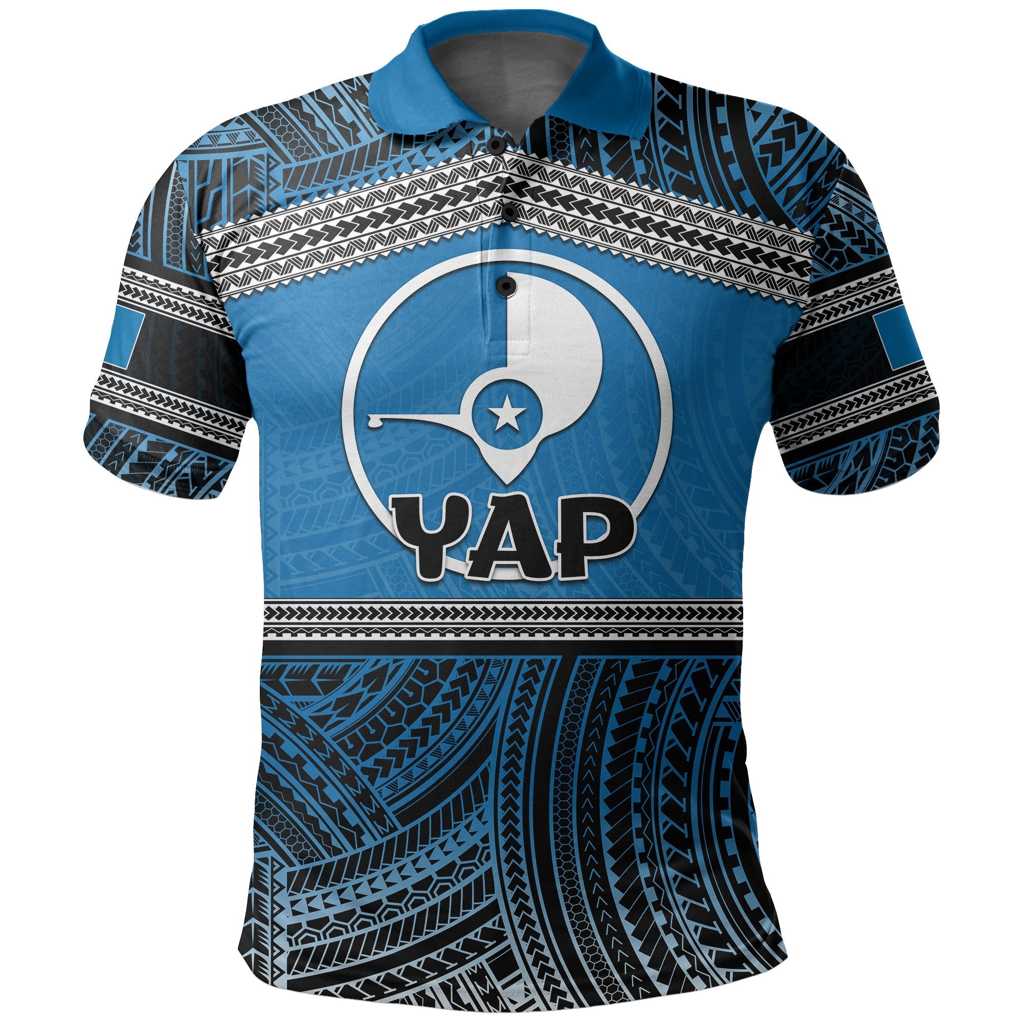 Custom Yap Polo Shirt Polynesian Patterns LT6 - Wonder Print Shop