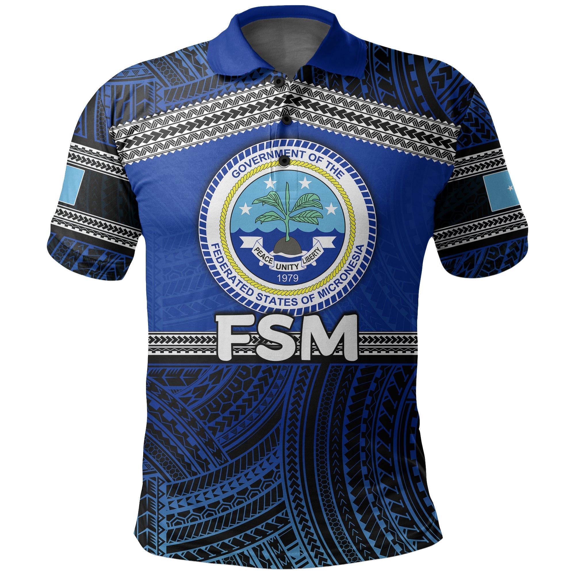 Custom Federated States of Micronesia Polo Shirt Polynesian Patterns LT6 - Wonder Print Shop