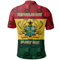 Polo shirt back in red with 'Republic Day' text, crest, and 1st July 1960