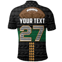 Custom Polynesian Bowl polo shirt, black, 'YOUR TEXT' and number 27
