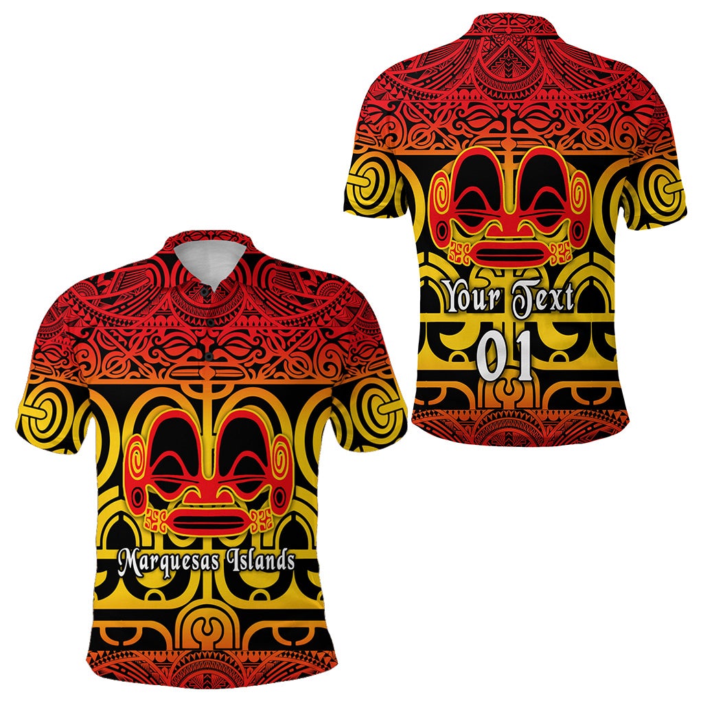 Custom Marquesas Islands Polo Shirt Marquesan Tattoo Simple Style Gradient Red LT8 - Wonder Print Shop