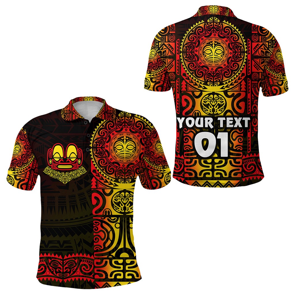 Custom Marquesas Islands Polo Shirt Marquesan Tattoo Unique Style Gradient Red LT8 - Wonder Print Shop