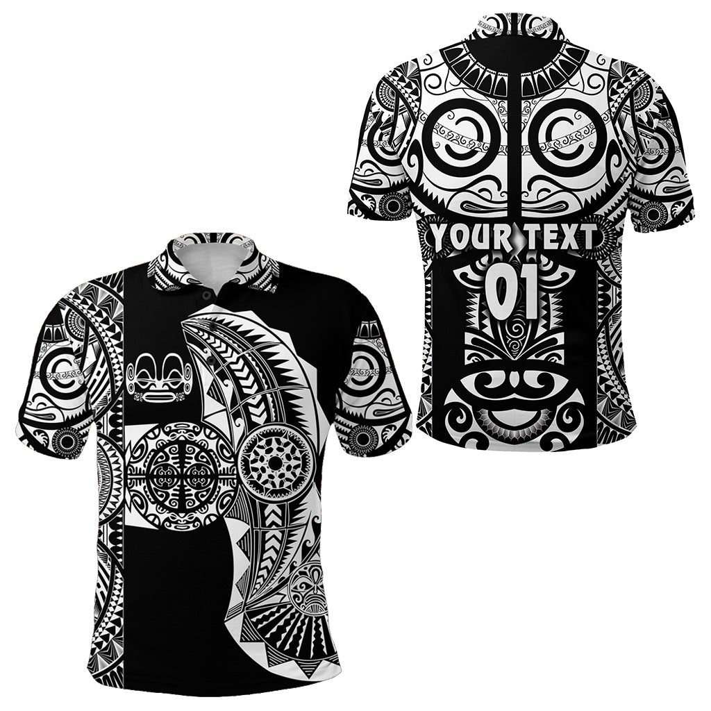 Custom Marquesas Islands Polo Shirt Marquesan Tattoo Original Style Black LT8 - Wonder Print Shop