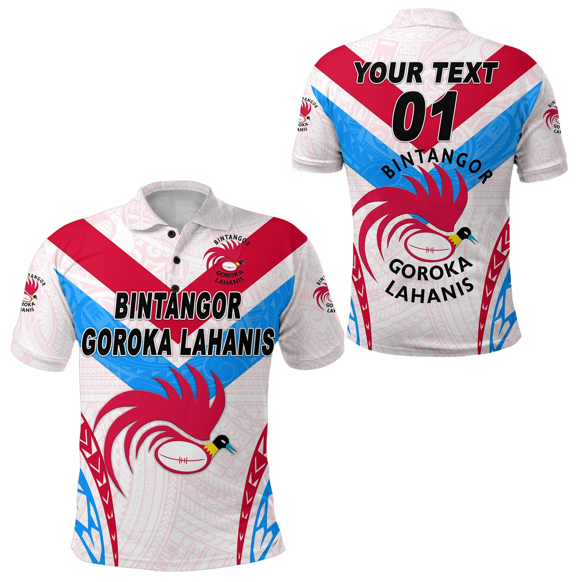 Custom Papua New Guinea Bintangor Goroka Lahanis Polo Shirt Rugby Original Style White, Custom Text And Number LT8 - Wonder Print Shop