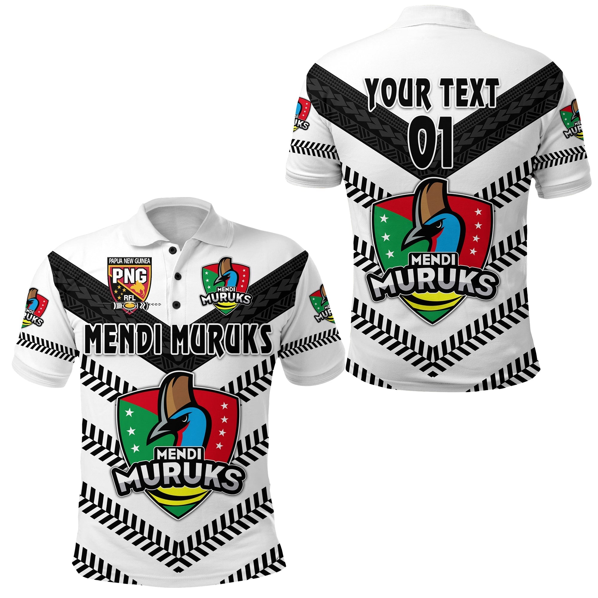 Custom Papua New Guinea PRK Mendi Muruks Polo Shirt Rugby Original Style White LT8 - Wonder Print Shop