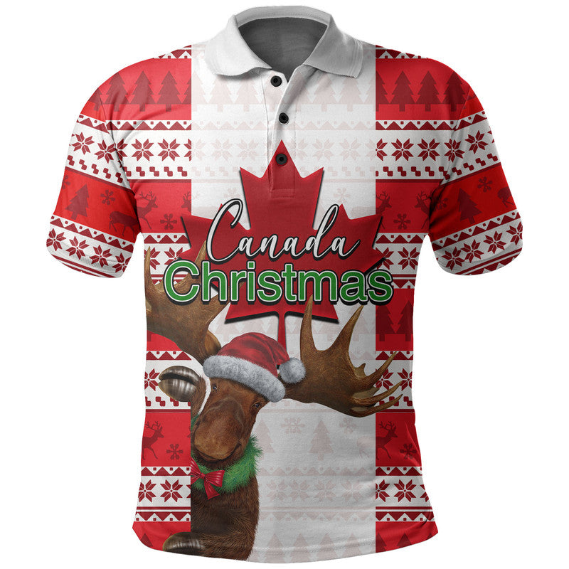 Christmas Moose Canada Polo Shirt Flag Style LT6 - Wonder Print Shop