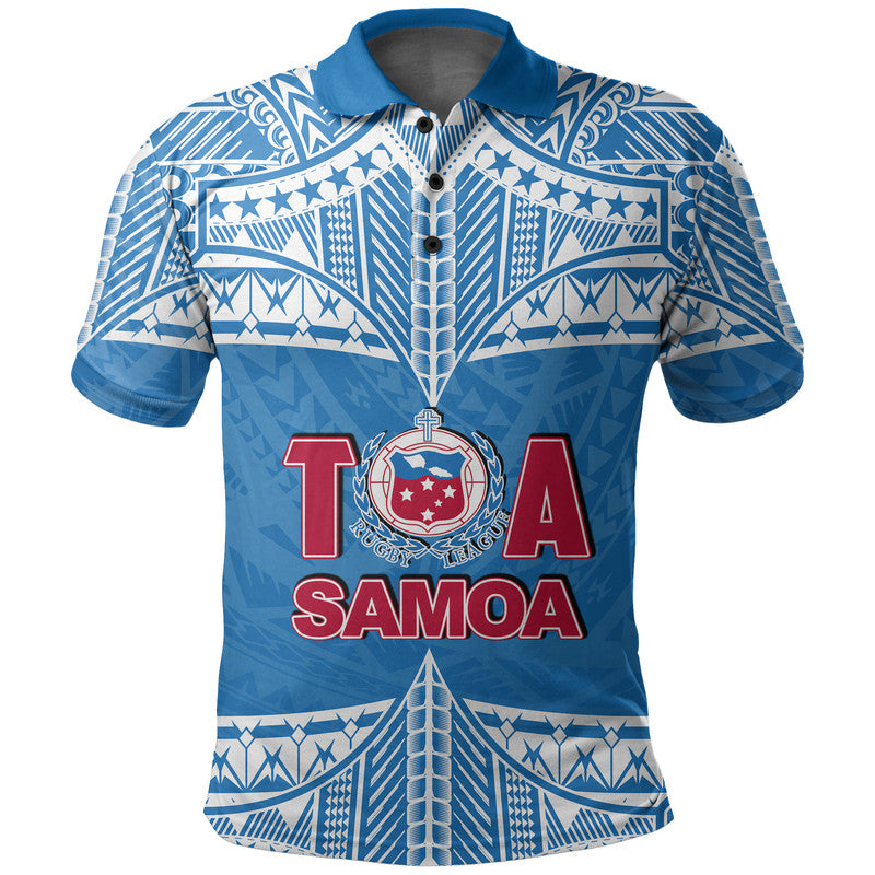 Toa Samoa Rugby Polo Shirt Blue Sky LT6 - Wonder Print Shop