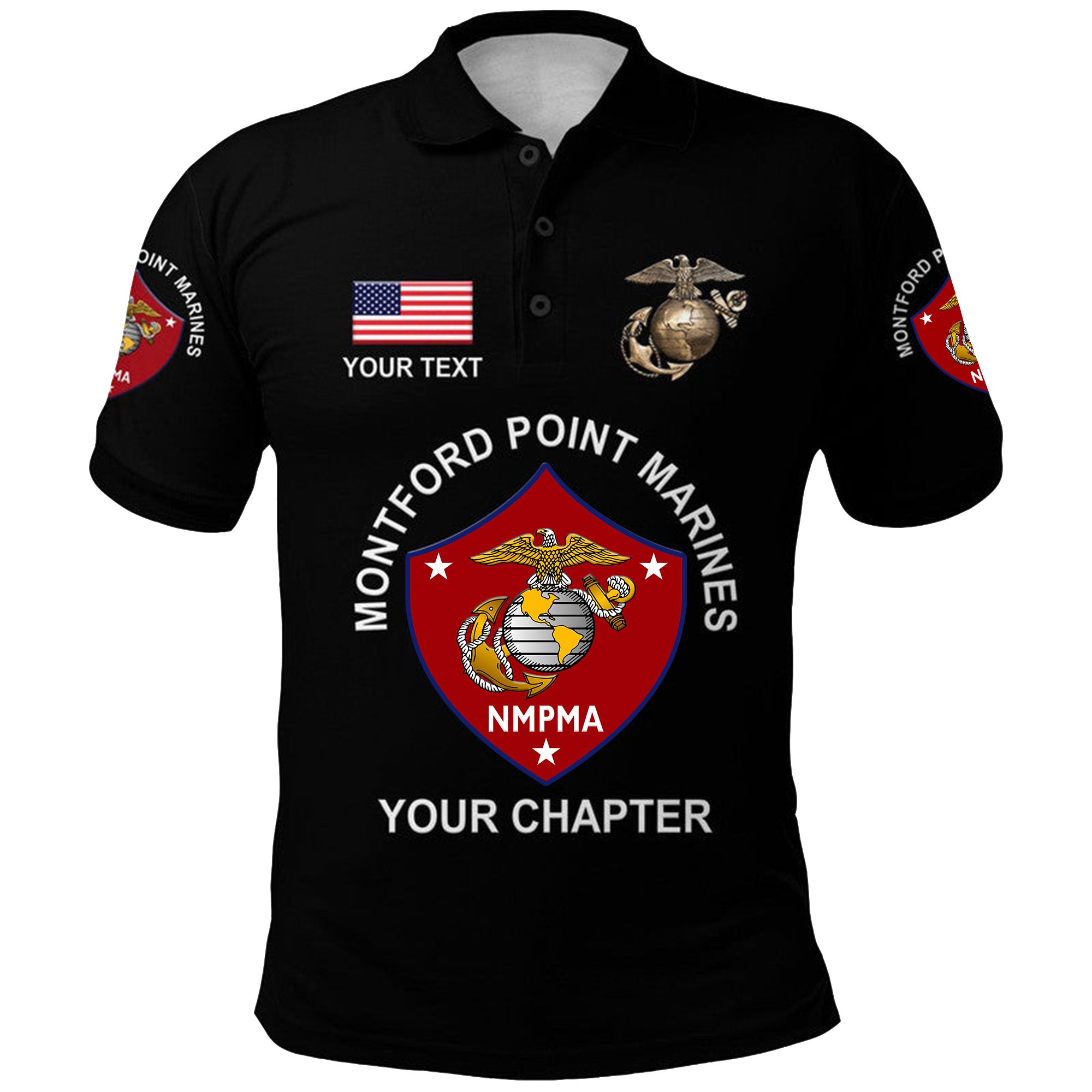 Custom Montford Point Marines Polo Shirt African American Marine Corps Original Black LT8