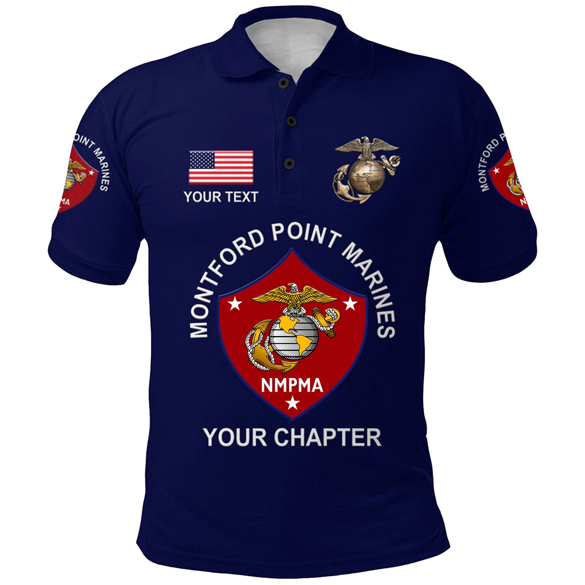 Custom Montford Point Marines Polo Shirt African American Marine Corps Original Navy Blue LT8