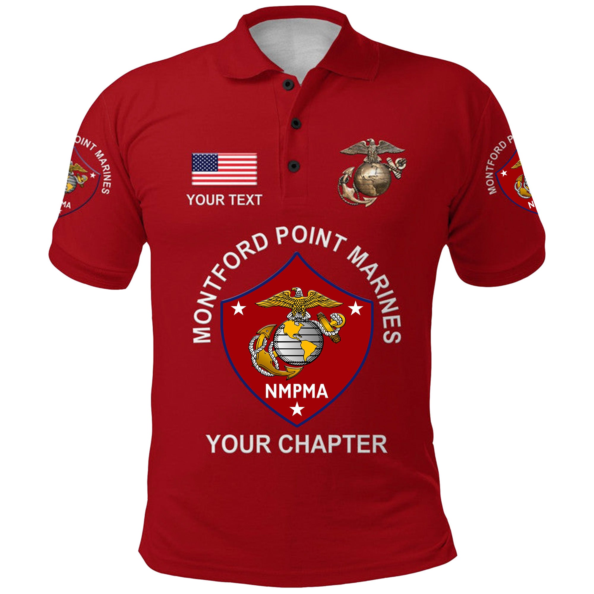 Custom Montford Point Marines Polo Shirt African American Marine Corps Original Red LT8