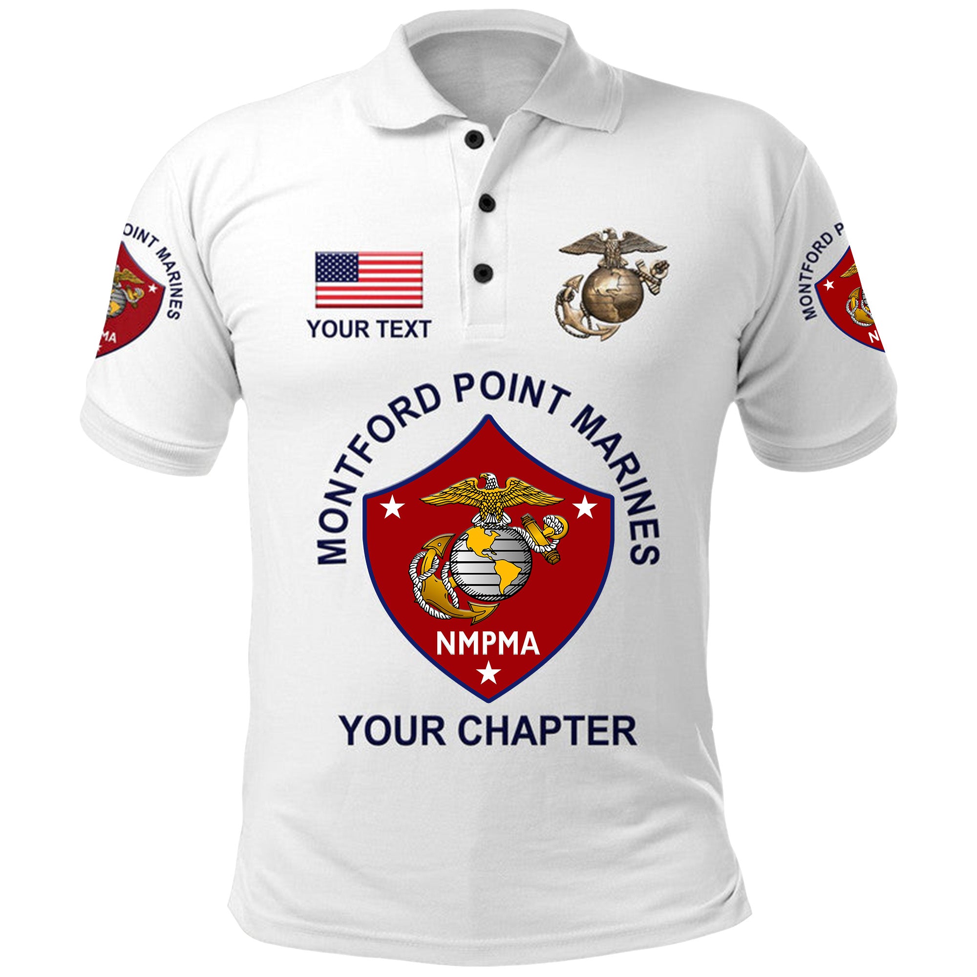 Custom Montford Point Marines Polo Shirt African American Marine Corps Original White LT8