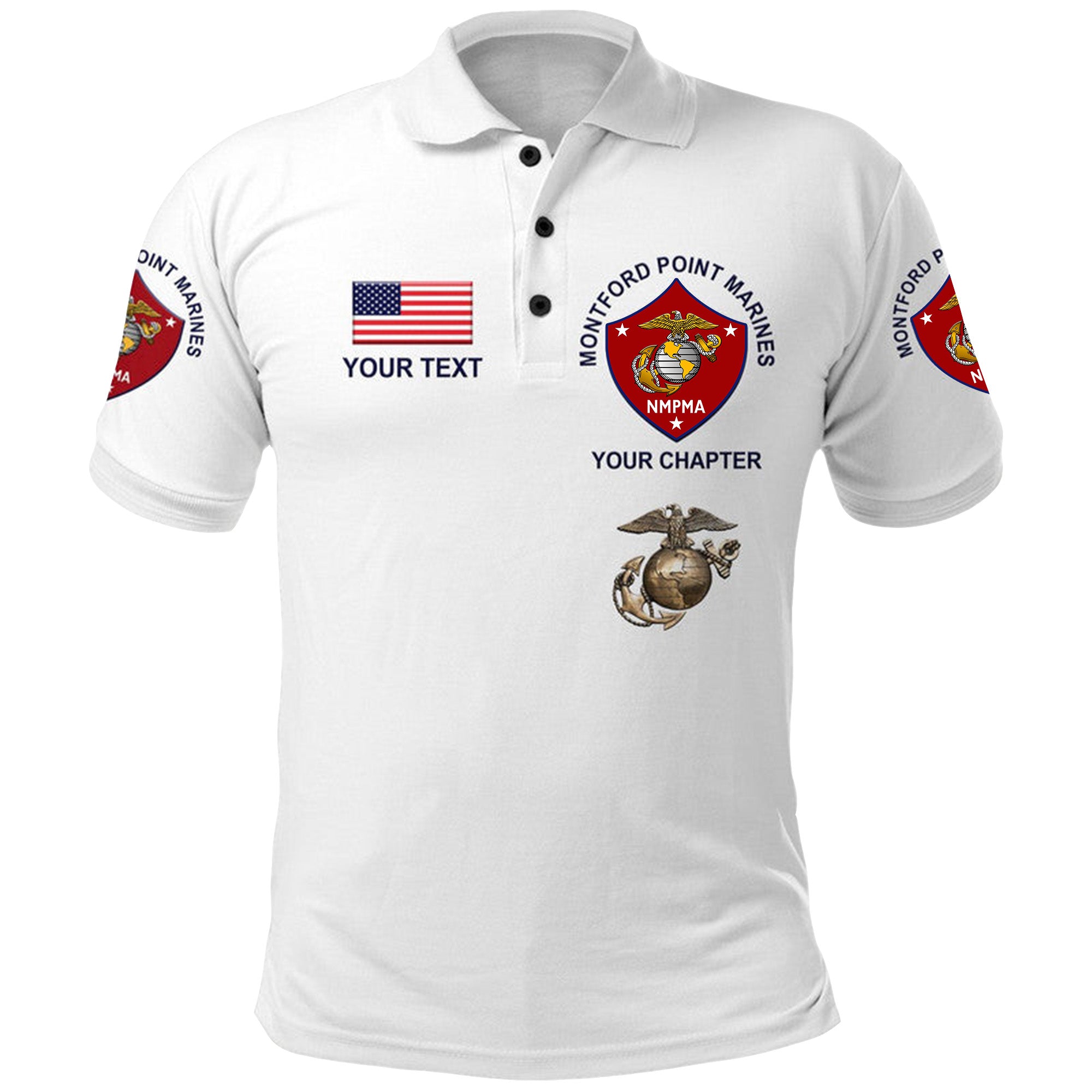 Custom Montford Point Marines Polo Shirt African American Marine Corps Simple White LT8