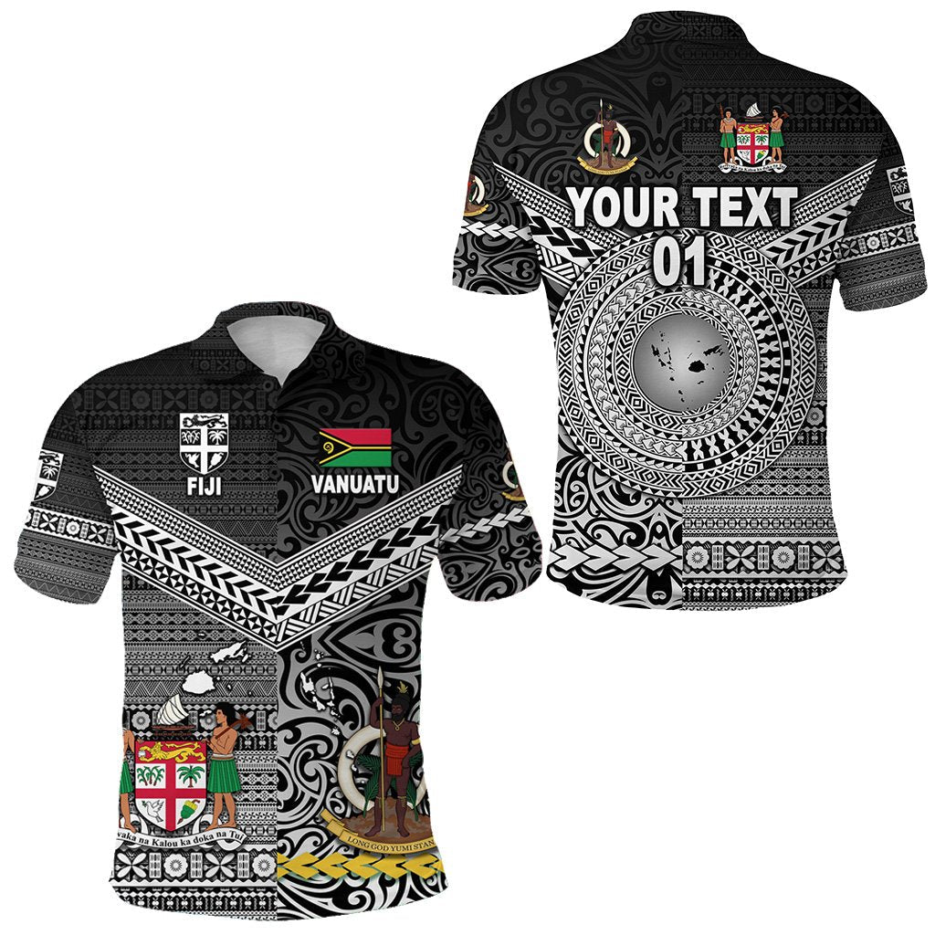 Custom Vanuatu Fiji Polo Shirt Together Black, Custom Text And Number LT8 - Wonder Print Shop