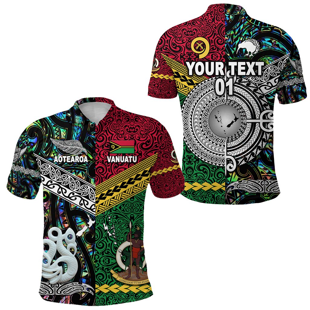 Custom Vanuatu New Zealand Polo Shirt Together Paua Shell, Custom Text And Number LT8 - Wonder Print Shop