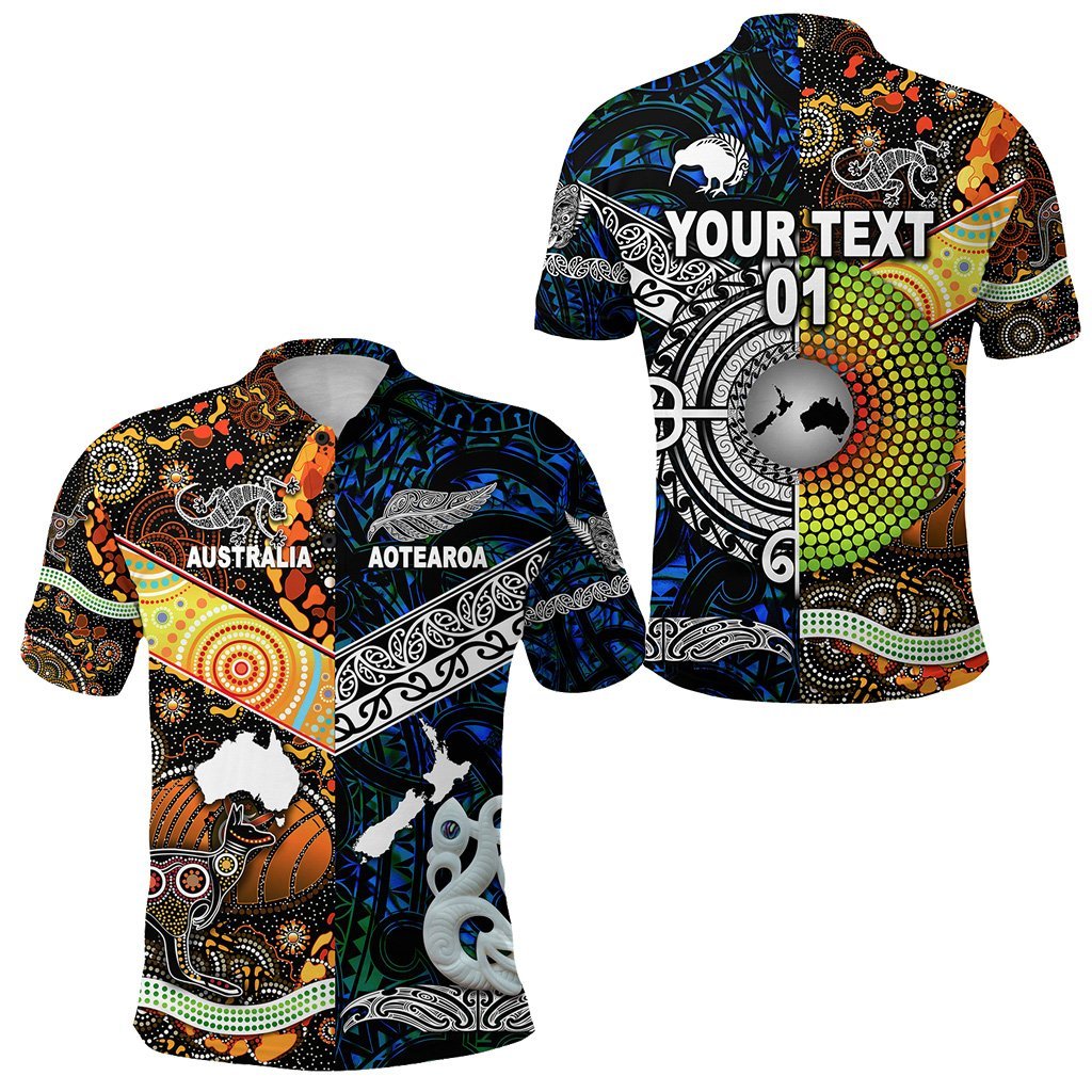 Custom Maori Aboriginal Polo Shirt Together Blue, Custom Text And Number LT8 - Wonder Print Shop