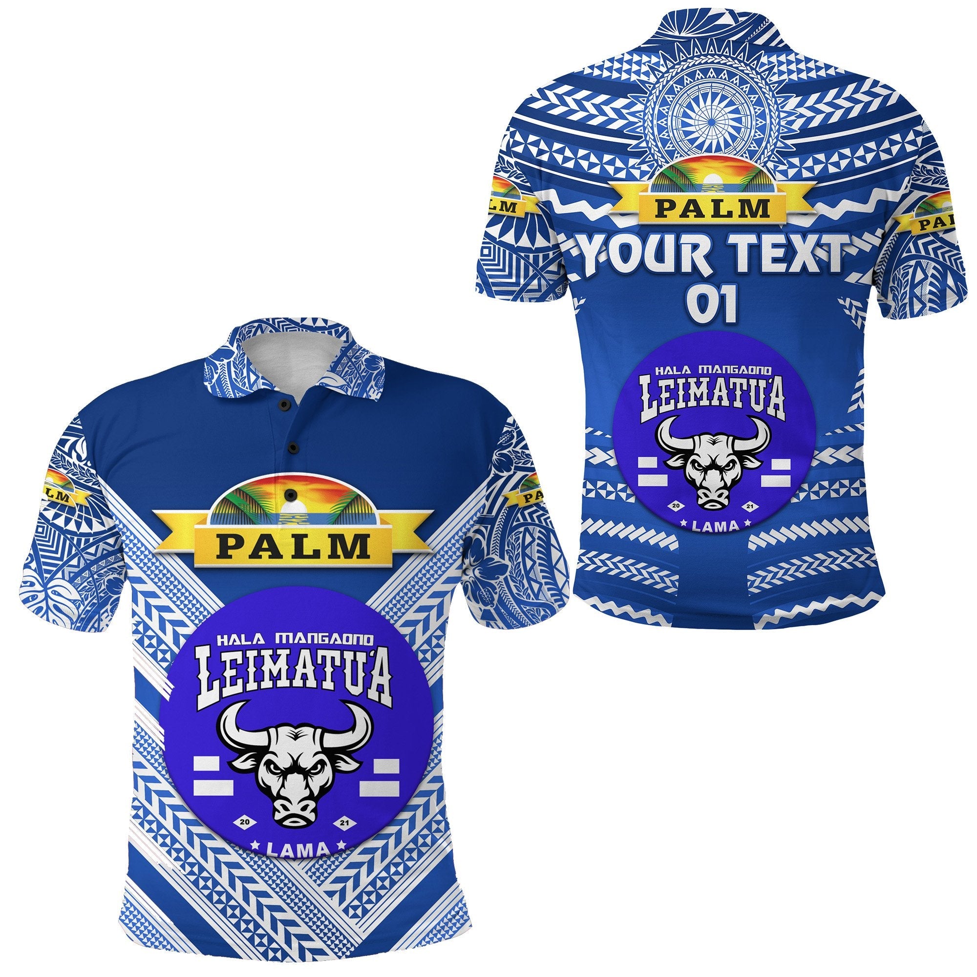 Custom Mate Maa Tonga Polo Shirt Leimatua Bulls Creative Style Blue NO.1, Custom Text And Number LT8 - Wonder Print Shop