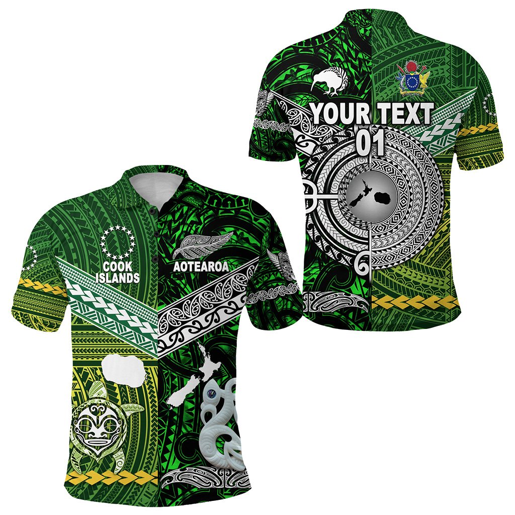 Custom New Zealand Cook Islands Polo Shirt Together Green, Custom Text And Number LT8 - Wonder Print Shop