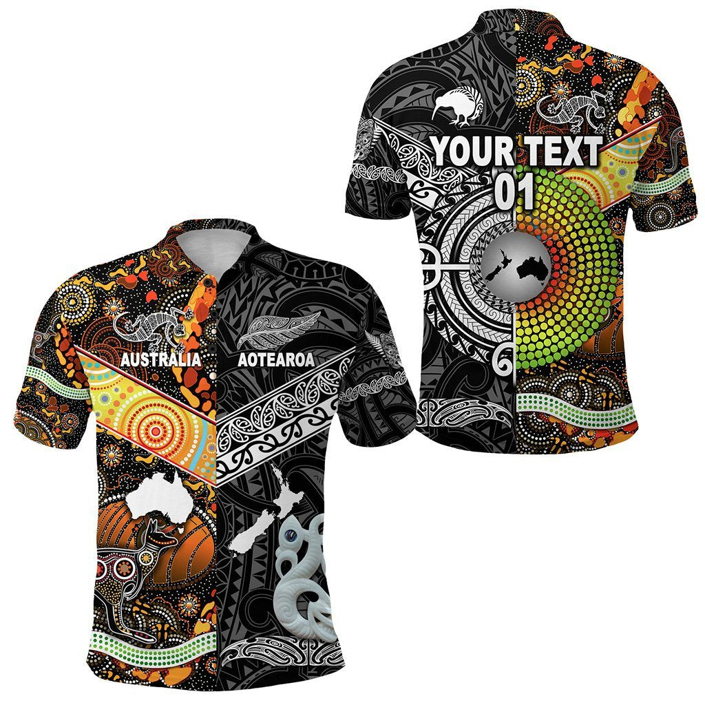 Custom Maori Aboriginal Polo Shirt Together Black, Custom Text And Number LT8 - Wonder Print Shop