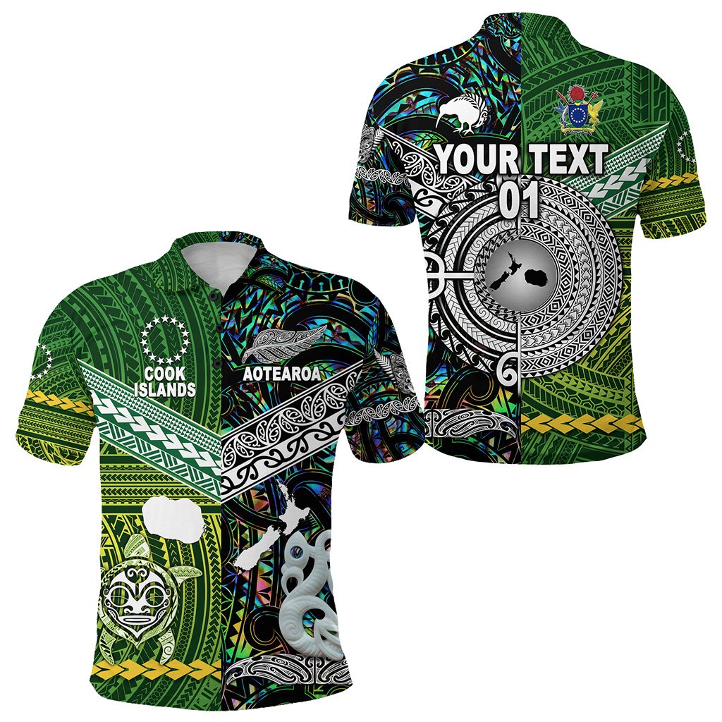 Custom New Zealand Cook Islands Polo Shirt Together Paua Shell, Custom Text And Number LT8 - Wonder Print Shop