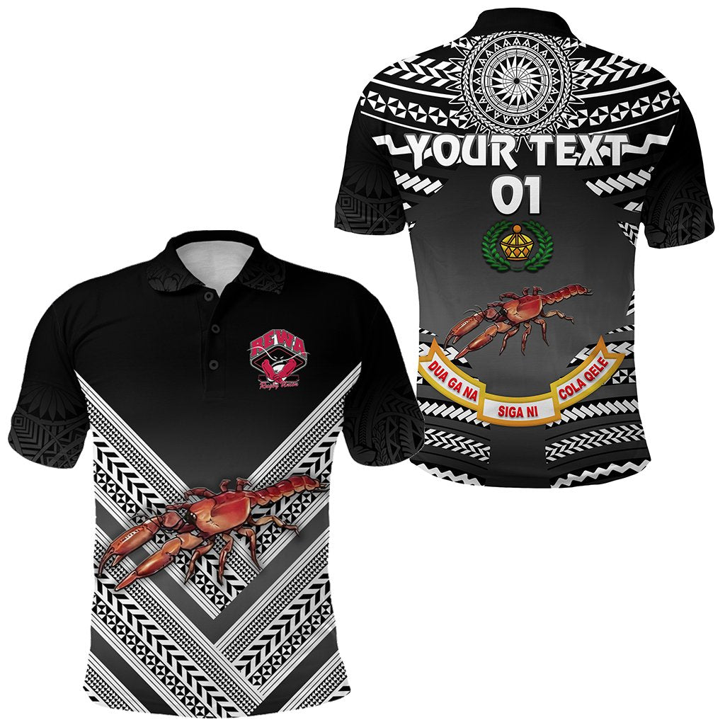 Custom Fiji Rewa Rugby Union Polo Shirt Creative Style Black NO.1, Custom Text And Number LT8 - Wonder Print Shop