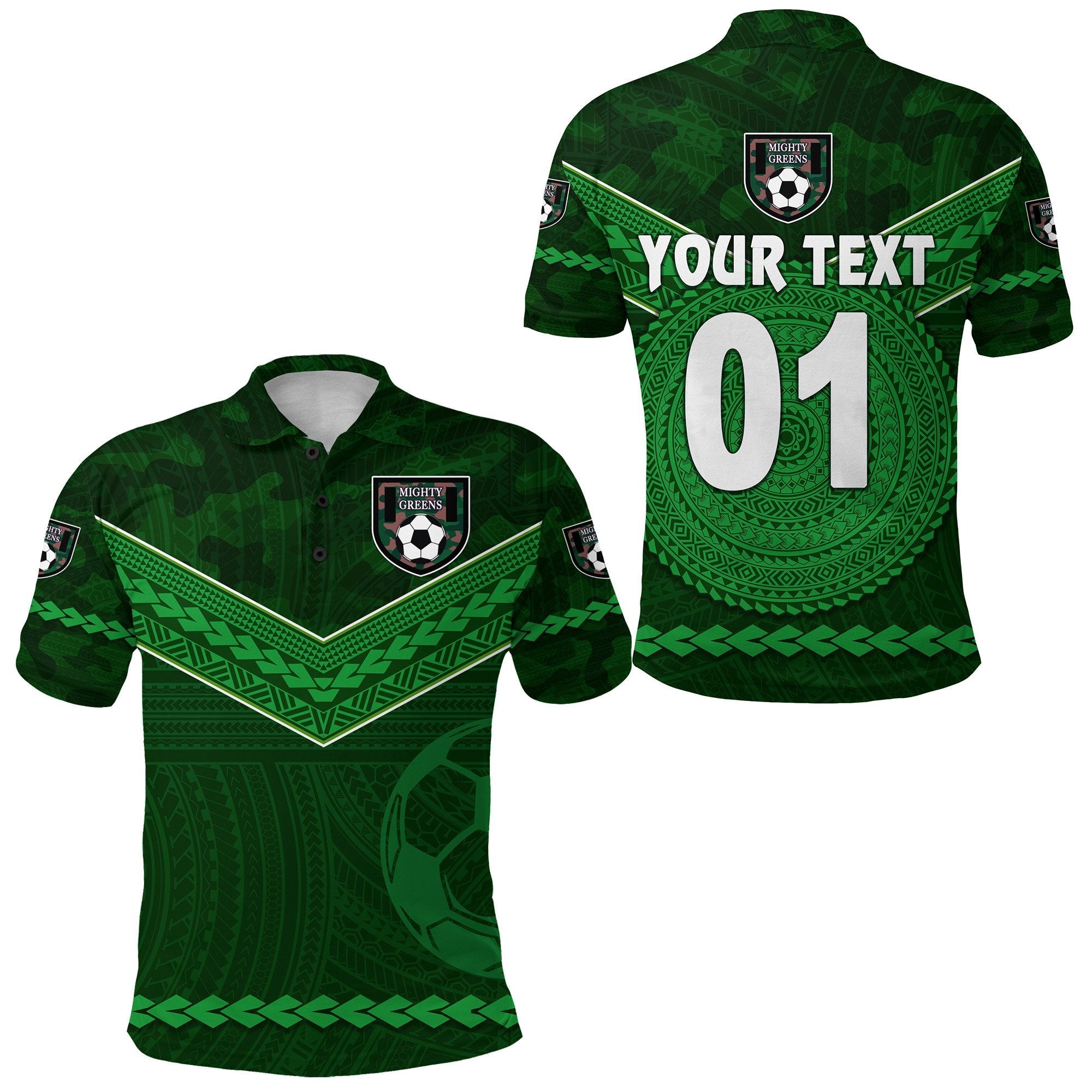 Custom Mighty Greens Polo Shirt Military Football Team Simple Style NO.1, Custom Text And Number LT8 - Wonder Print Shop