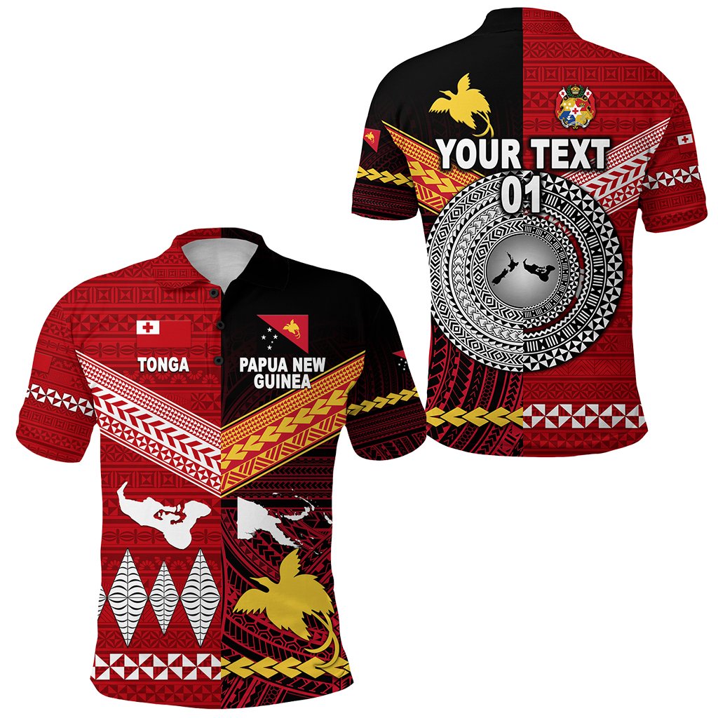 Custom Papua New Guinea Tonga Polo Shirt Polynesian Together Red, Custom Text And Number LT8 - Wonder Print Shop