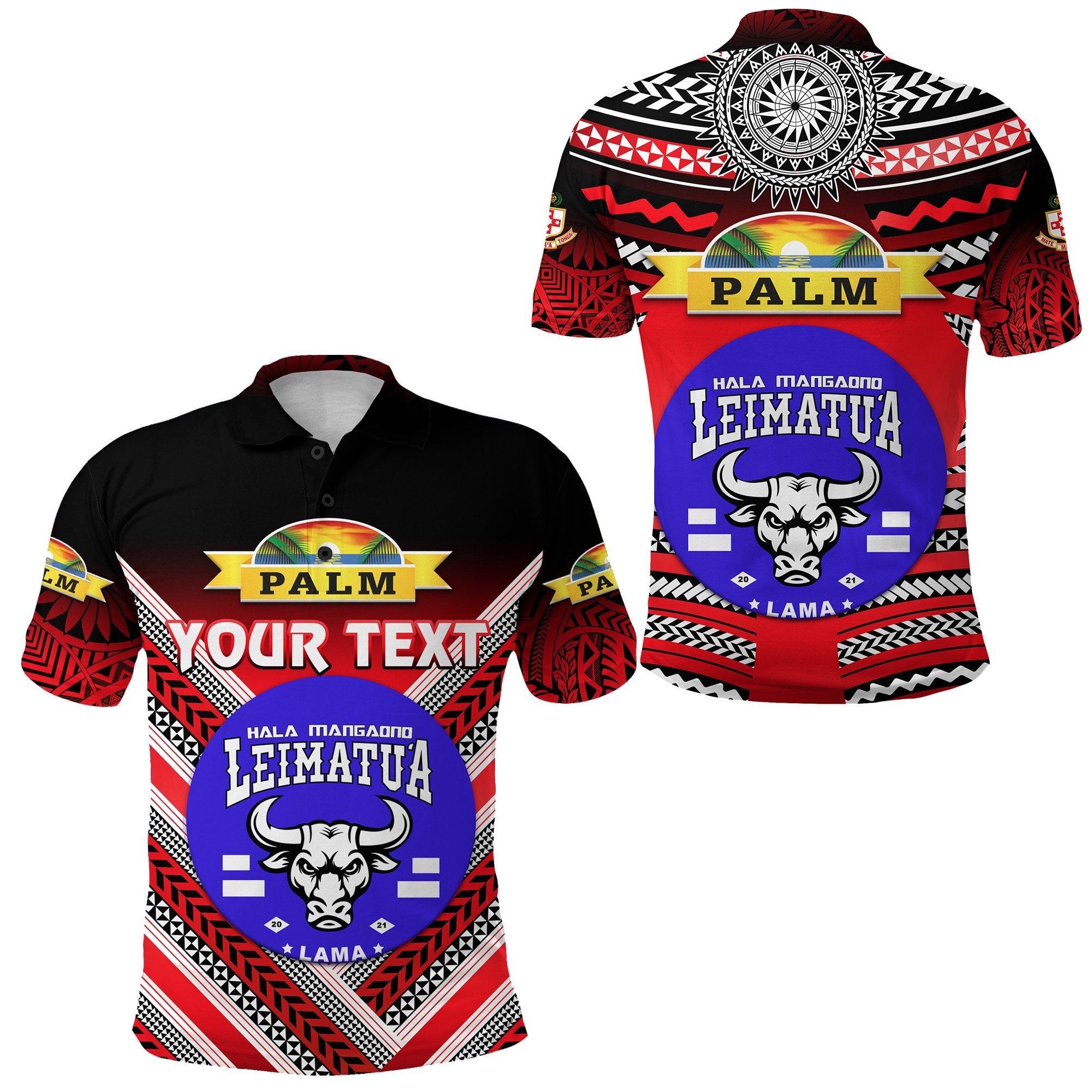 Custom Mate Maa Tonga Polo Shirt Leimatua Bulls Creative Style Red NO.1 LT8 - Wonder Print Shop