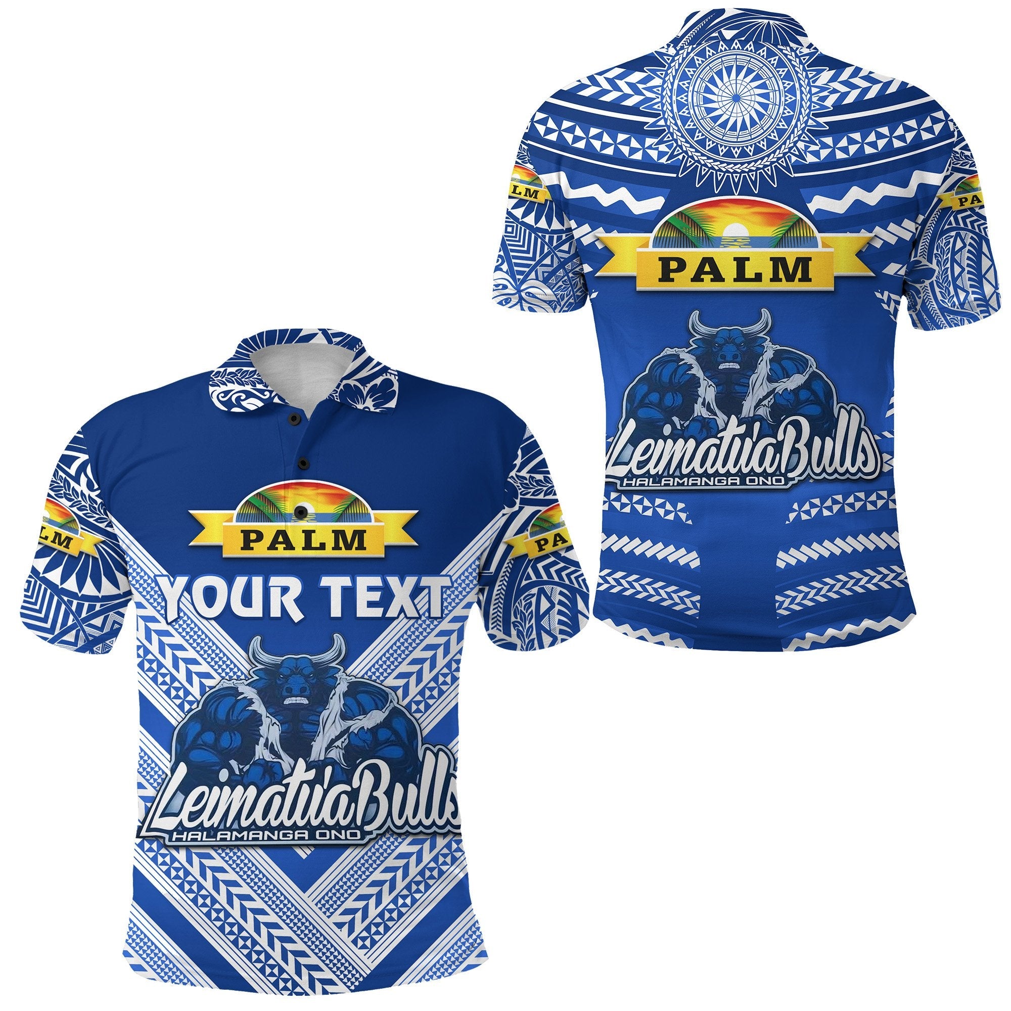 Custom Mate Maa Tonga Polo Shirt Leimatua Bulls Creative Style Blue LT8 - Wonder Print Shop