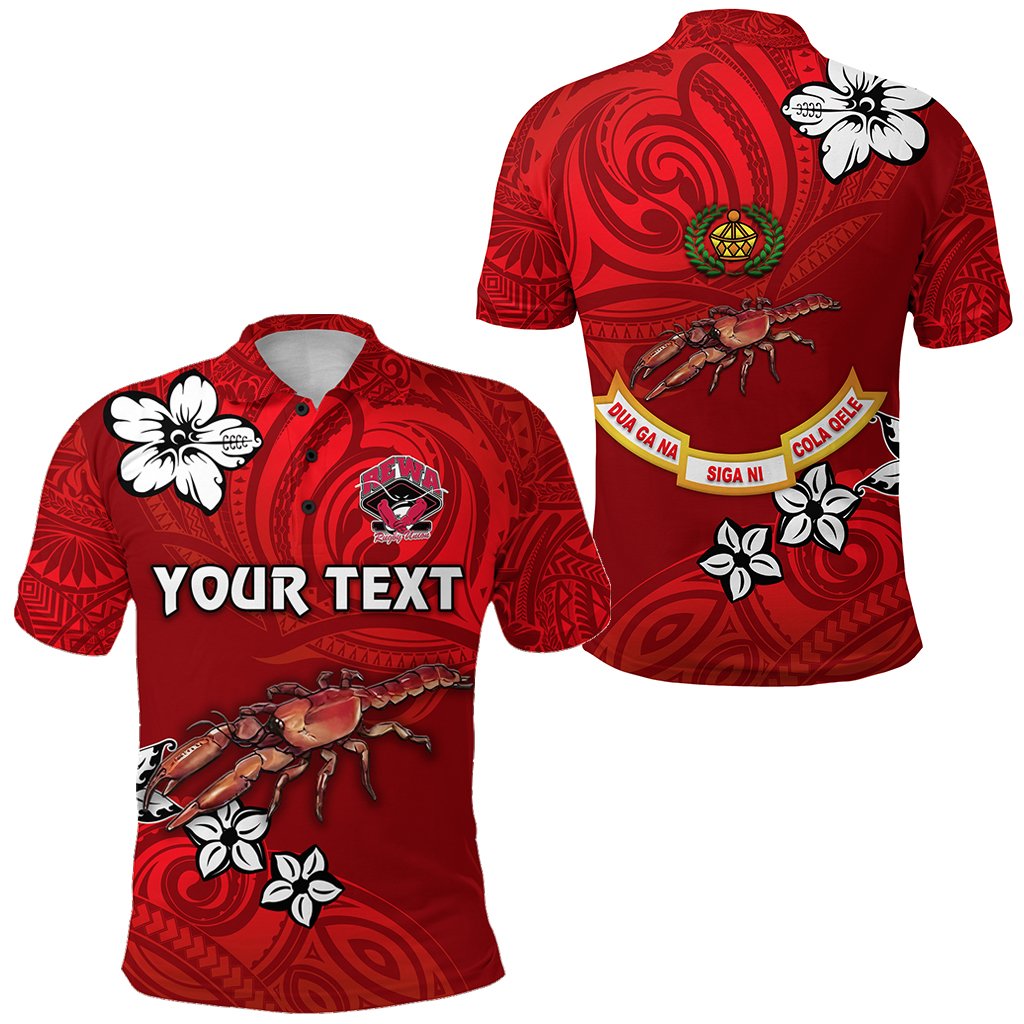 Custom Fiji Rewa Rugby Union Polo Shirt Unique Vibes Full Red LT8 - Wonder Print Shop