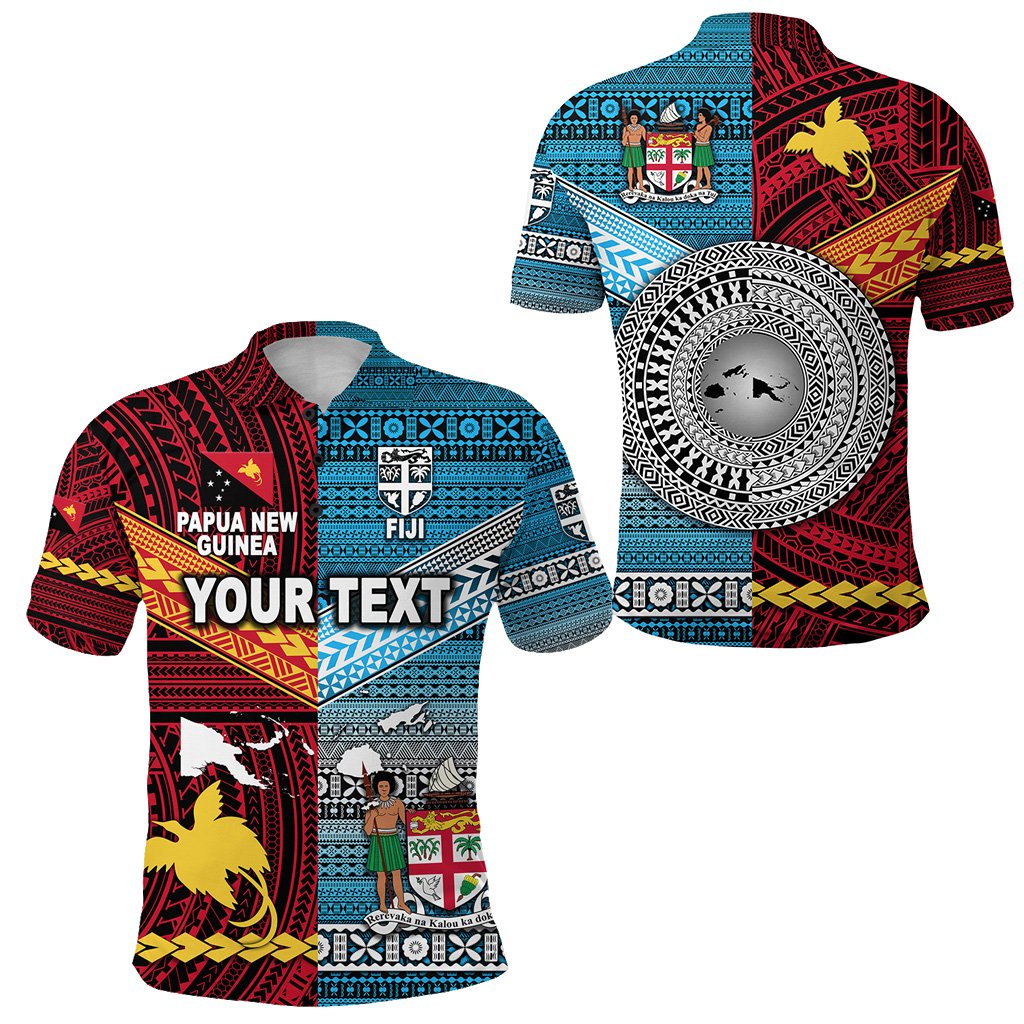 Custom Papua New Guinea Polynesian And Fiji Tapa Polo Shirt Together Bright Color LT8 - Wonder Print Shop