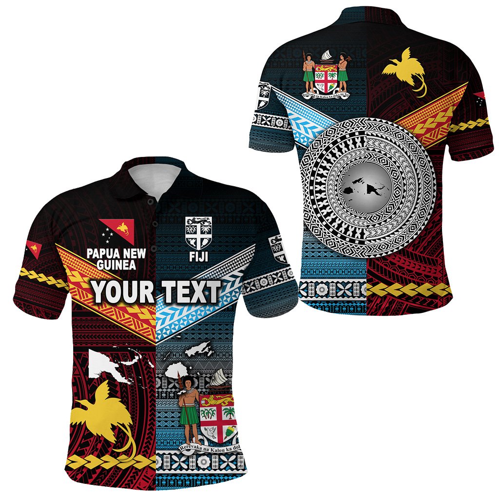 Custom Papua New Guinea Polynesian And Fiji Tapa Polo Shirt Together Blue LT8 - Wonder Print Shop