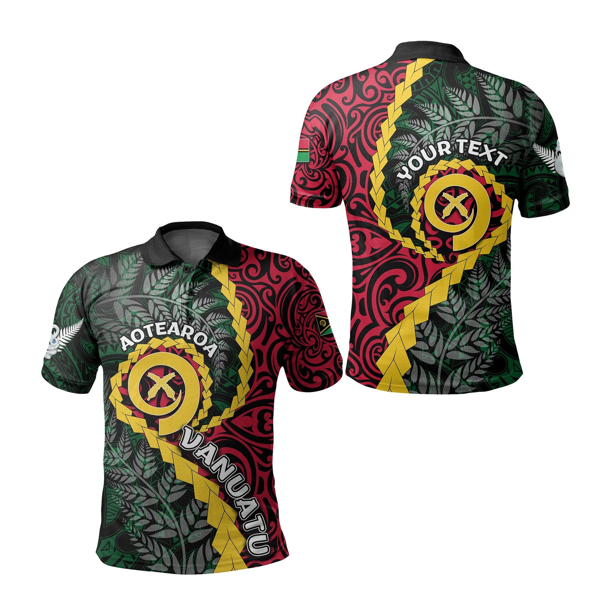 Custom Vanuatu Polo Shirt Mix Maori Silver Fern LT6 - Wonder Print Shop