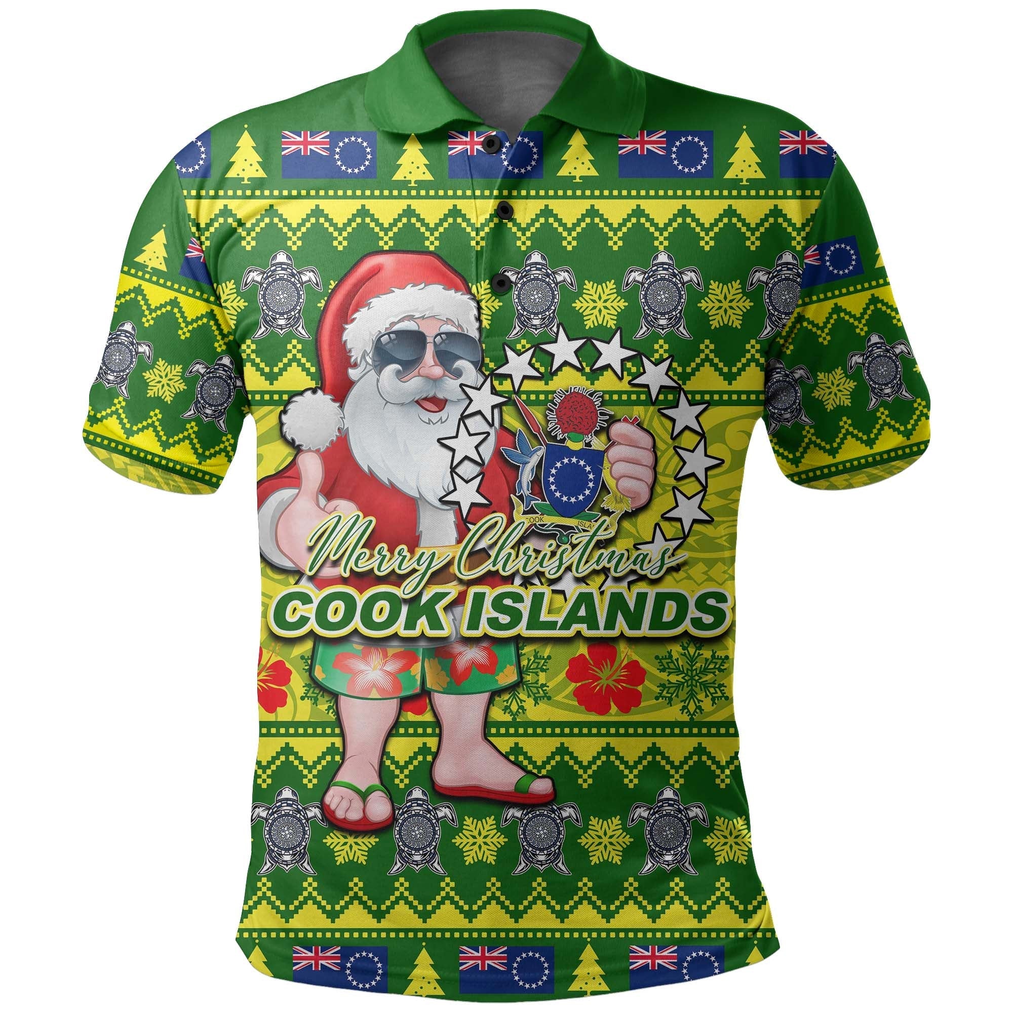 Cook Islands Polo Shirt Christmas Cool Santa Claus LT6 - Wonder Print Shop