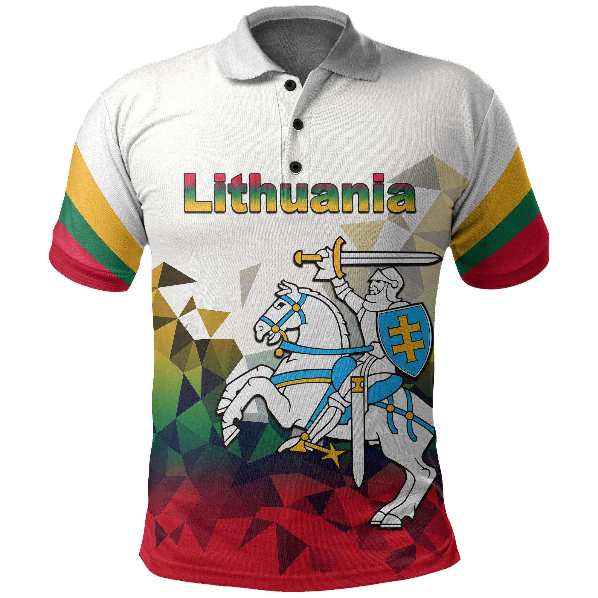 Custom Lithuania Polo Shirt Polygonal Template Style LT6 - Wonder Print Shop