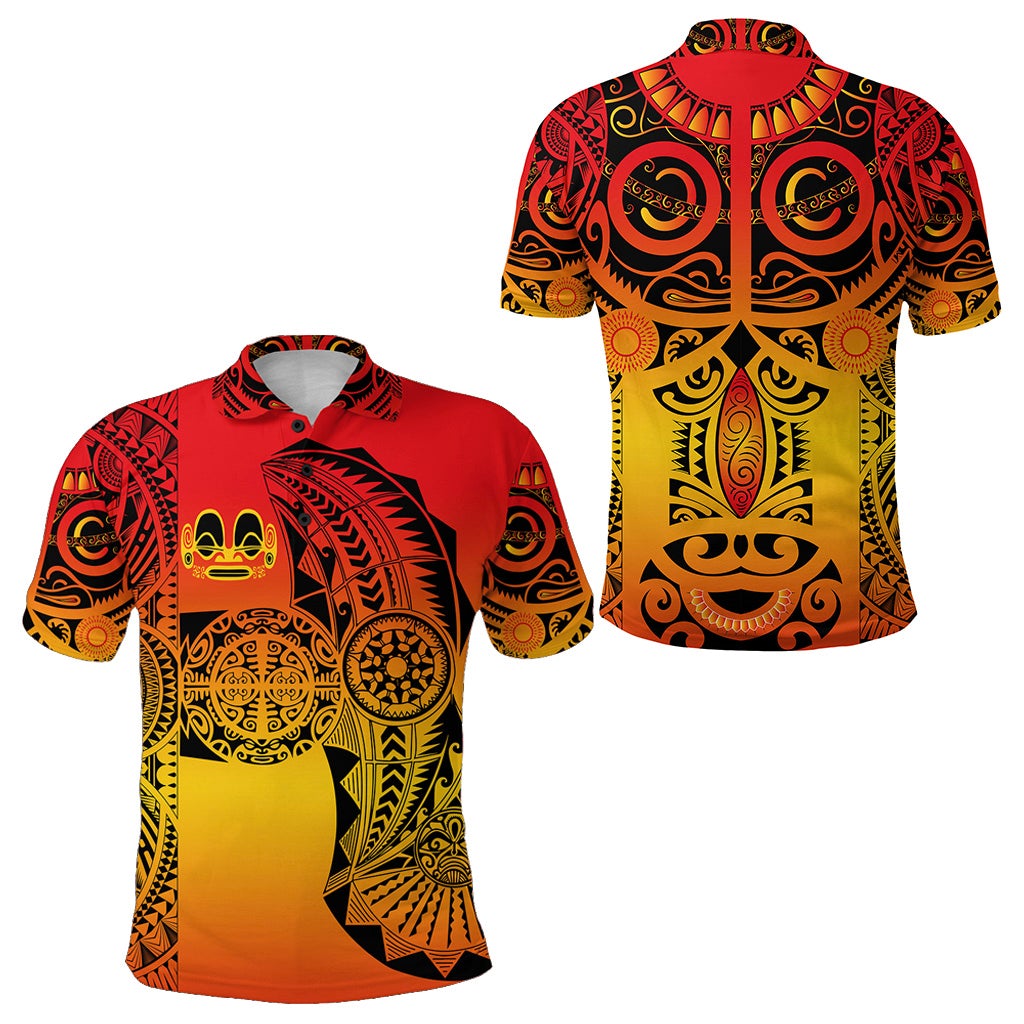 Marquesas Islands Polo Shirt Marquesan Tattoo Original Style Gradient Red LT8 - Wonder Print Shop